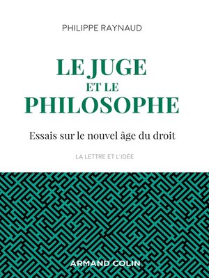 cover image of Le juge et le philosophe--2e éd.